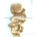 Qingdao supplier New Design brazilian human hair body wave blonde silk top closure